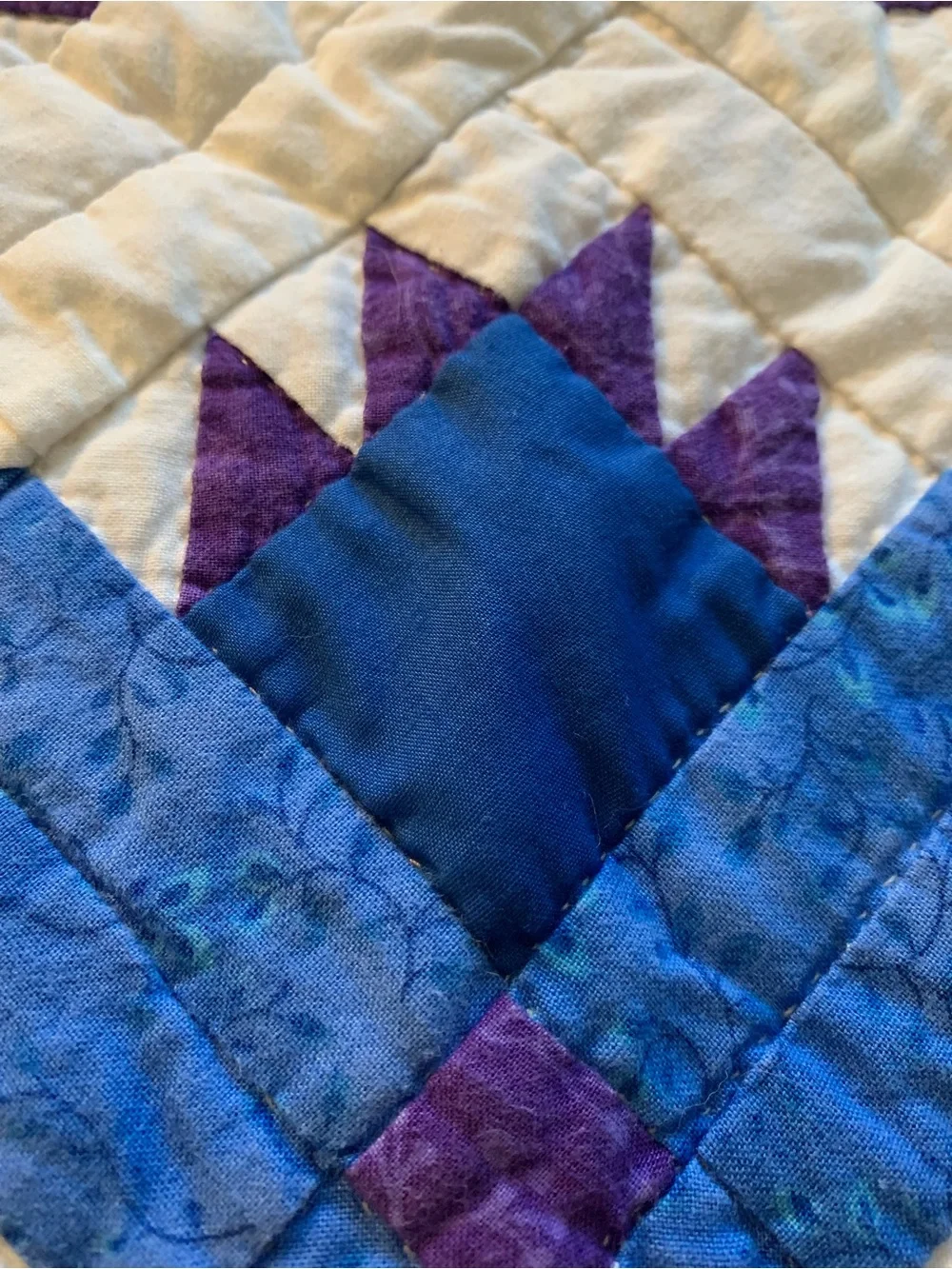 Handcrafted Amish Purple and Blue Patchwork Quilt - Home Bedding